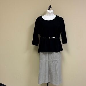 Eileen Fisher Black and Gray Midi Skirt set